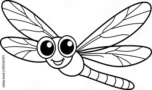 Black and white cartoon butterfly vector illustration isolated insect with wings flying in nature style