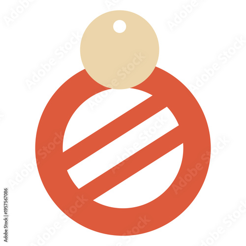 Circle diagonal line leather earring flat