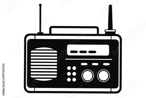 portable radio silhouette line art vector illustration