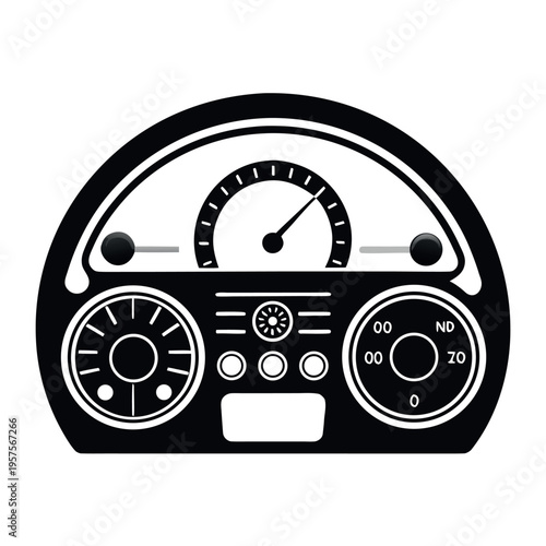 car dashboard icons set including speedometer