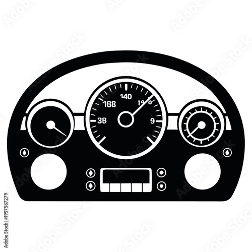 car dashboard icons set including speedometer