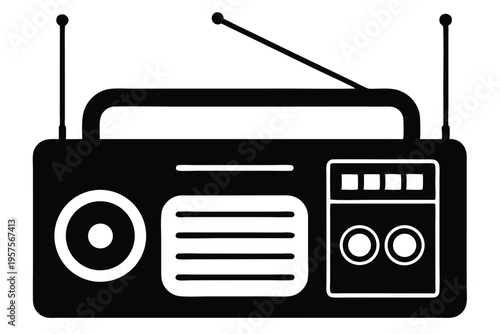 portable radio silhouette line art vector illustration