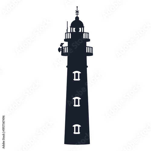 Classic conical lighthouse silhouette