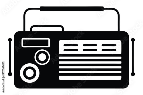 portable radio silhouette line art vector illustration