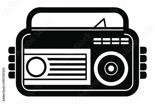 portable radio silhouette line art vector illustration