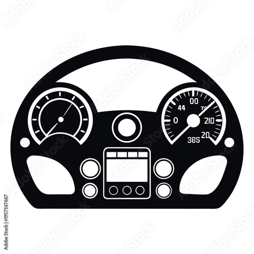 car dashboard icons set including speedometer