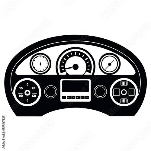 car dashboard icons set including speedometer