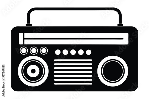 portable radio silhouette line art vector illustration