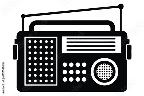 portable radio silhouette line art vector illustration