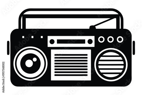 portable radio silhouette line art vector illustration