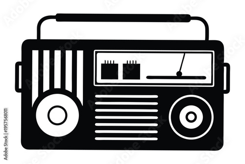 portable radio silhouette line art vector illustration