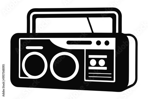 portable radio silhouette line art vector illustration