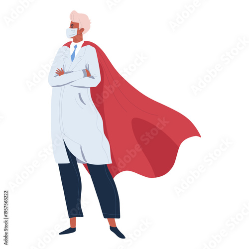 Doctor hero with cape character