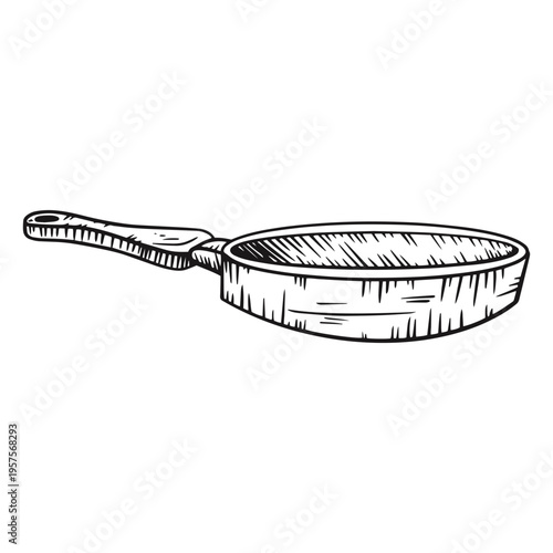 Frying pan hand drawn frying