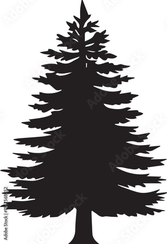 Isolated Pine Tree Silhouettes for Nature Design