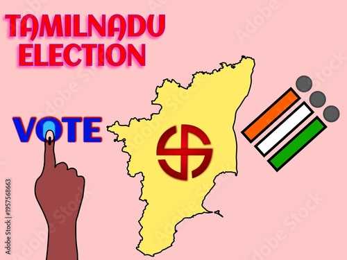 Illustrated design about tamilnadu election voting.