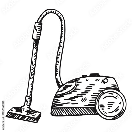 Vacuum cleaner detailed hand drawn
