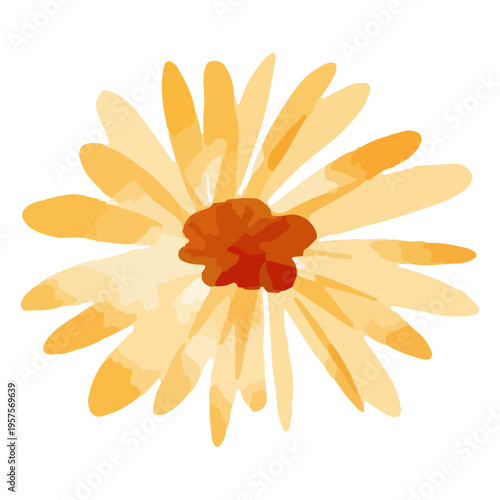 Yellow sunflower watercolor