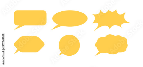 Yellow speech bubbles in various shapes