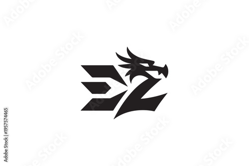 Dynamic ez logo featuring a stylized dragon head for brand identity
