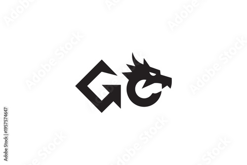 Dynamic go logo featuring a fierce dragon head for powerful brand identity