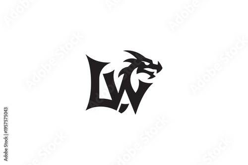 Dynamic lw logo featuring a fierce dragon head for brand identity