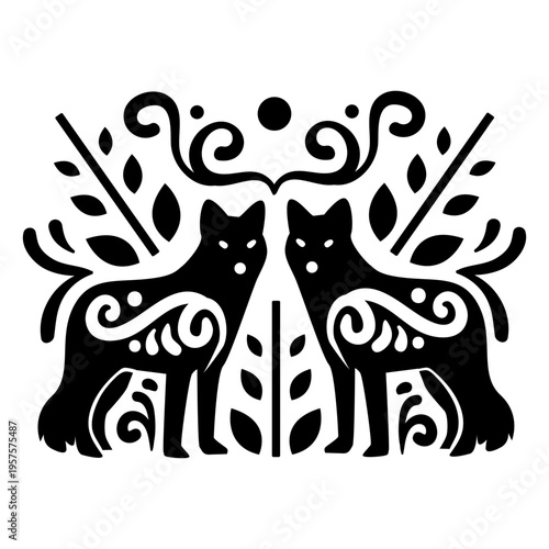 Cut-out wolves composition