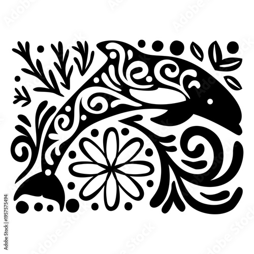 Cut-out dolphin composition