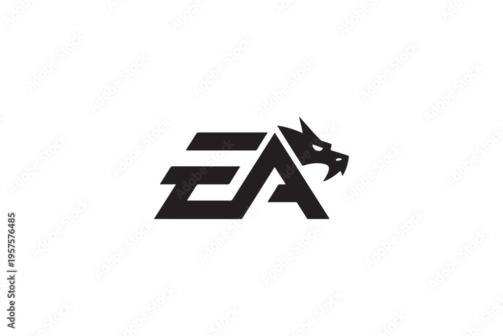 Obraz premium Ea logo design features a stylized dragon head integrated into the brand mark