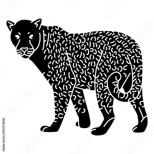 Leopard walking cut out