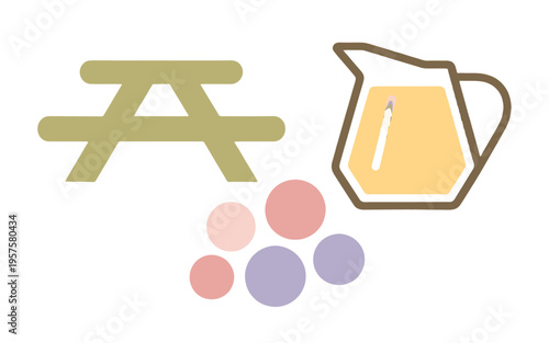 Picnic items displayed on a surface, inviting to a relaxing outing.