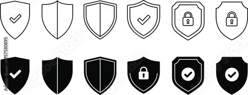 Collection of shield icons for security and protection concepts