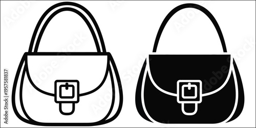 Black and white saddle bags illustration