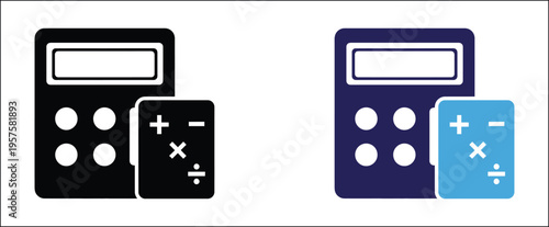 Colorful calculator illustrations in black blue and light blue