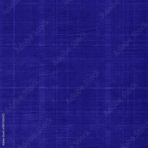 Deep blue textured plaid seamless pattern with grunge brush effect. Rich modern textile background perfect for digital design, fabric prints, and bold creative projects.