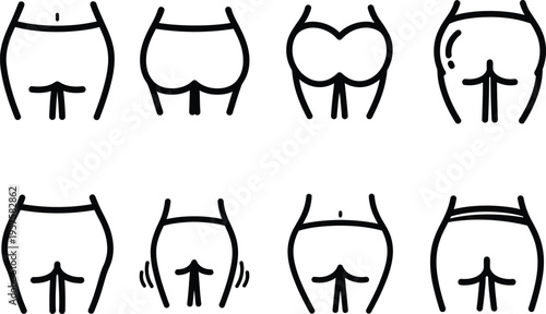 Variations of buttock and vulva illustrations