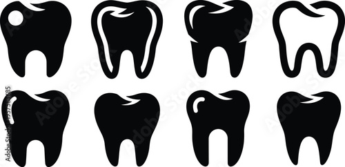 Dental health illustrations of various teeth conditions