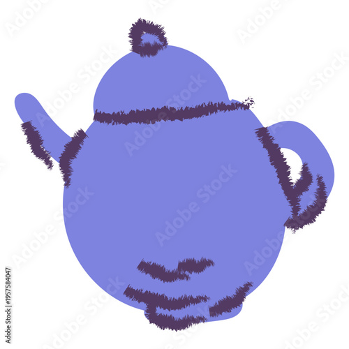 Blue teapot semi flat