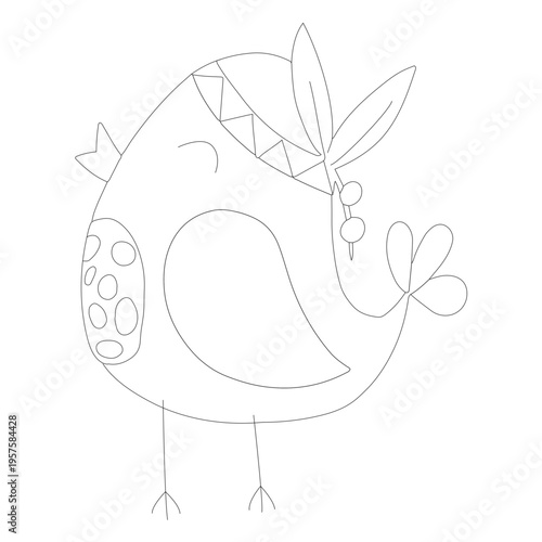 Bird singing line art