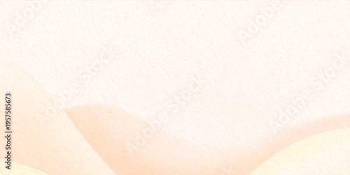 Abstract soft yellow and peach wavy background with paper texture, elegant flowing silk curves for backdrop