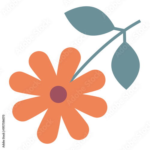 Flower flat pastel orange