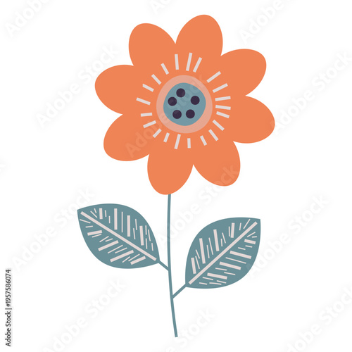 Cute flower flat pastel orange