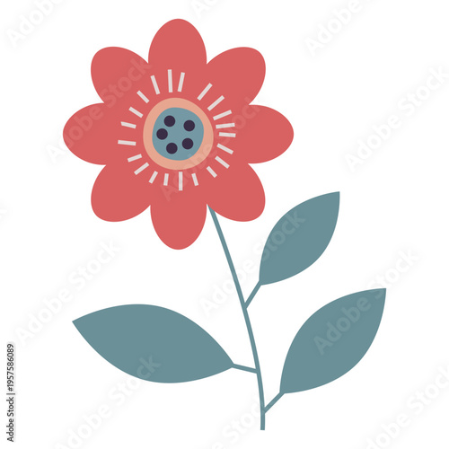 Cute pastel flower flat red