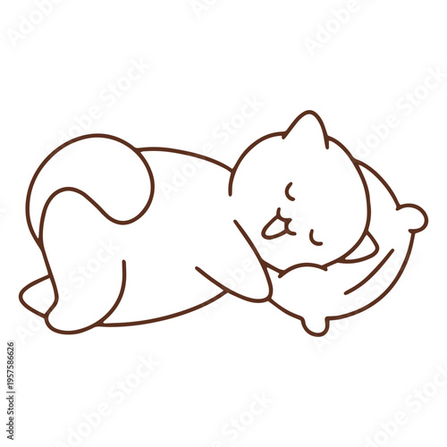 Cute cat sleeping simple stroke animal