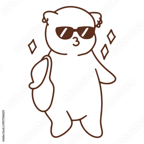 Cute cat glam simple stroke animal