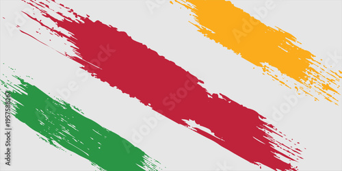 Red, yellow green watercolor brush strokes, doodles, banners set. Plain white background bundle, pink reggae color. Spring watercolor texture. Hand drawn