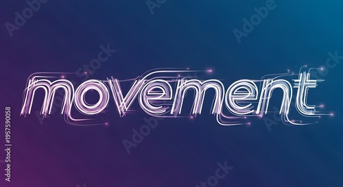 Abstract Glowing Text Movement with Light Trails on Gradient Background