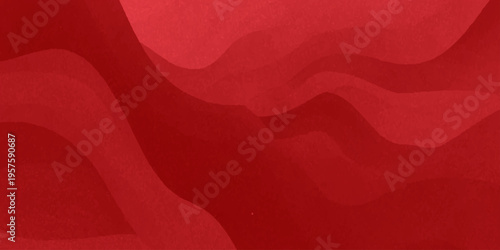 Abstract red wavy background with fluid organic paper cut layers and subtle texture for elegant modern graphic design