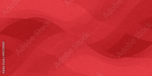 Abstract red wavy background with fluid organic paper cut layers and subtle texture for elegant modern graphic design