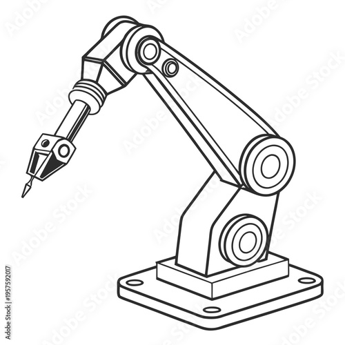 A robotic arm with a pen nib